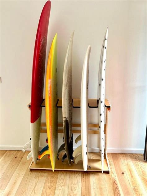 Vertical Surf Rack Surf Hanger Multiple Surfboard Stand Rack For Surfers Wood Stand Surfer