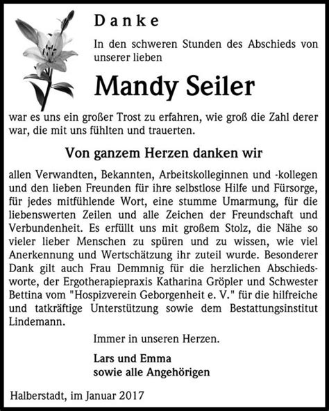 Traueranzeigen Von Mandy Seiler Abschied Nehmen De