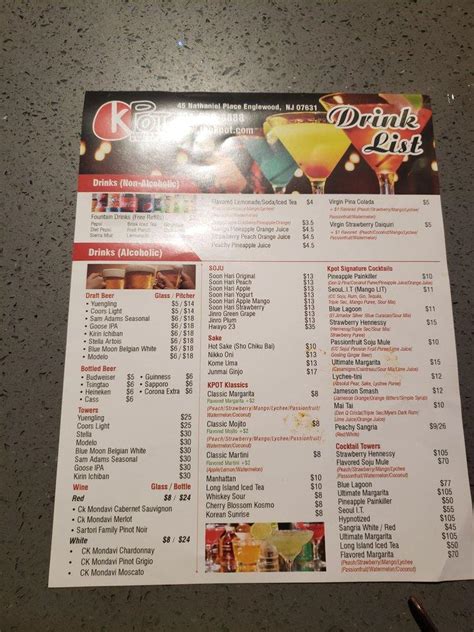 Menu At Kpot Korean Bbq Hot Pot Englewood