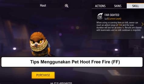 5 Tips Menggunakan Pet Hoot Free Fire FF Esportsku