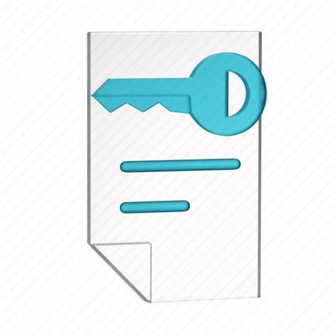 Key Doc Document File Render Password Privacy 3d Illustration