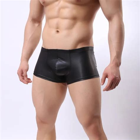 Mens Sexy Night Party Club Wear Bodywear Patent Leather Boxer Shorts Underwear In Boxers From