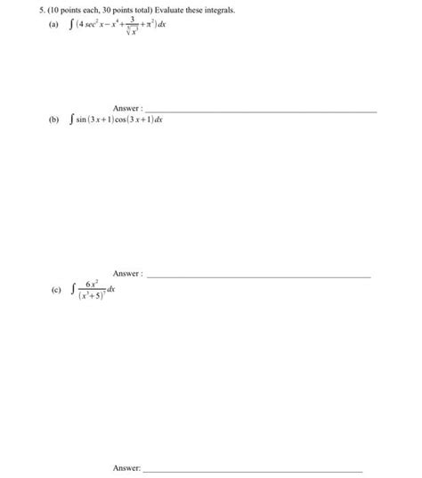 Solved 5 10 Points Each 30 Points Total Evaluate These