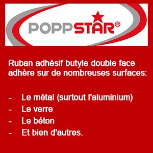 Poppstar ruban adhésif double face en butyle 10m x 50mm x 1 6mm