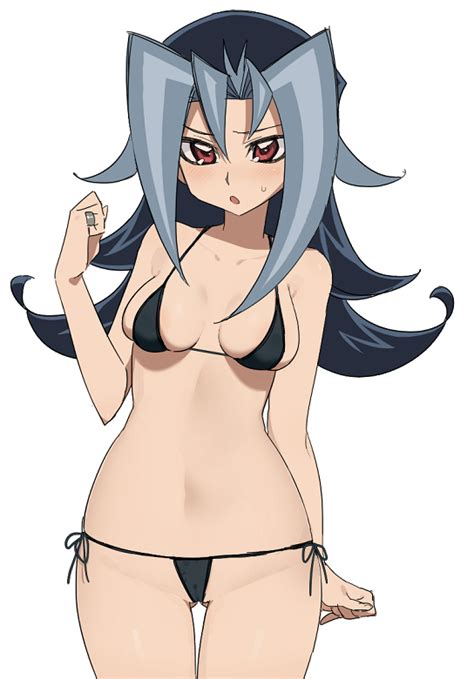 Rule 34 Blue Hair Blush Dntks Female Kamishiro Rio Navel Red Eyes Rio