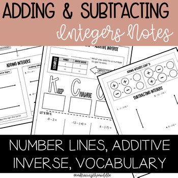 Adding And Subtracting Integers Guided Notes For Middle School Math