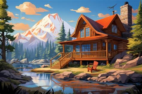 Premium Ai Image Cozy Cabin Retreats Generative Ai