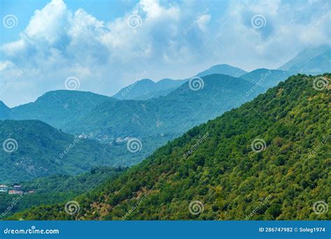 Beautiful Mountains Summer Landscape Clouds Forest On The Hillsides