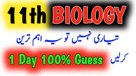 11th Biology Guess Paper 2024 1st Year FSc Biology 1 Day Plan 2024