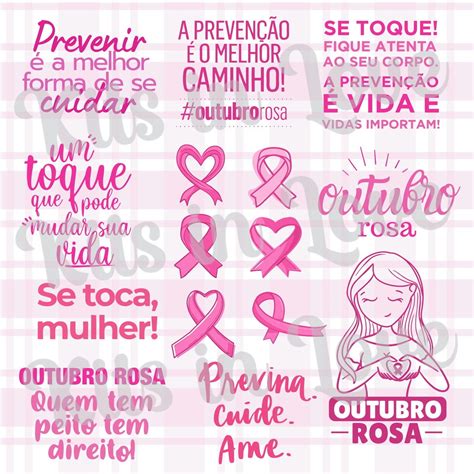 Kit Digital Outubro Rosa Frases Arquivos Corte Brinde