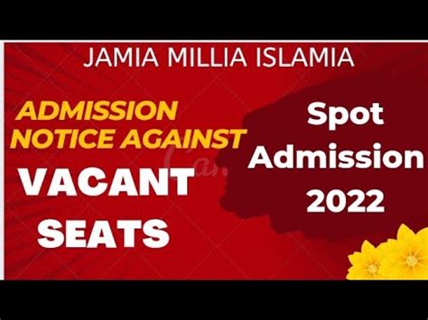 Jamia Spot Admission Notice Jamia Notice Against Vacant Seats