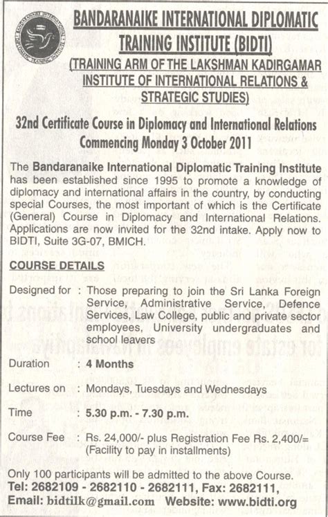 Certificate Course In Diplomacy And International Relations By Bidti