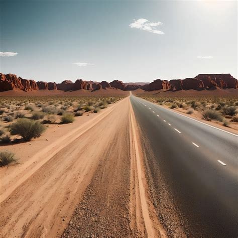 Estrada de terra local na arte generativa do deserto solitário por ia