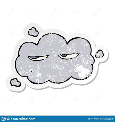 A Creative Distressed Sticker Of A Cute Cartoon Cloud Stock Vector