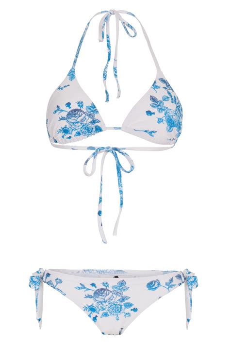 Купальник "Асти" бикини, молочный, синий принт отзывы