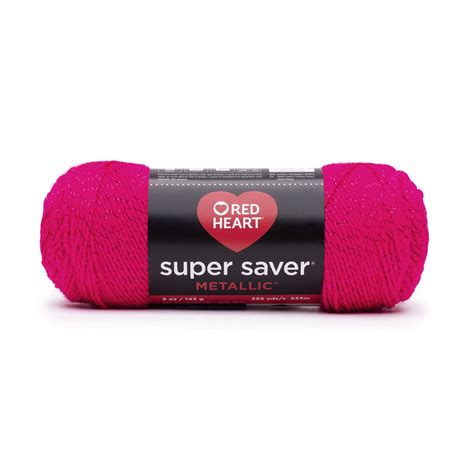 Red Heart Super Saver Metallic 4 Medium Acrylic Yarn Fuchsia 5oz 142g 255 Yards