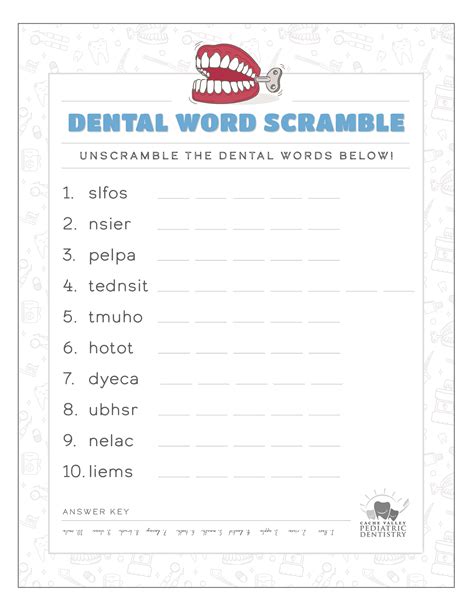 Dental Puzzles And Activities