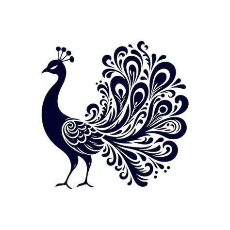 Peacock Silhouette Clip Art Isolated Vector Illustration On White