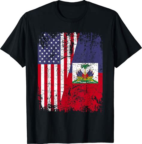 HAITIAN ROOTS Half American Flag HAITI FLAG T Shirt Walmart