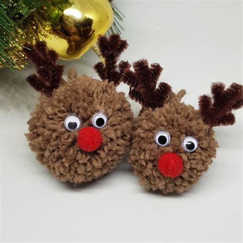 Reindeer Pom Pom Bauble Etsy Uk