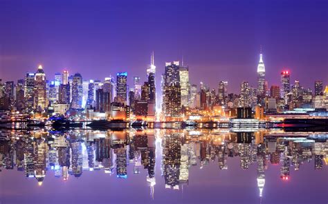 Wallpaper Landscape City Cityscape Night Reflection Skyline