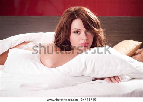 Sexy Beautiful Girl Red Lingerie Bed Stock Photo 96641215 Shutterstock
