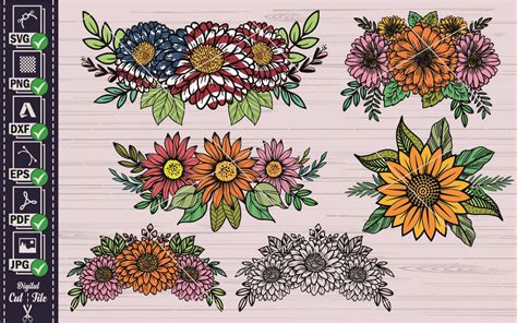 Sunflower Svg Bundle 4 Floral Svg Grafik Von Pixelworld Creative