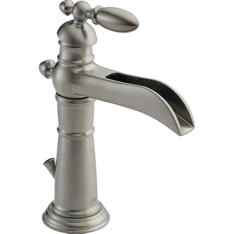 Delta Victorian Waterfall Single Handle Stainless Finish Bathroom Fauc ...