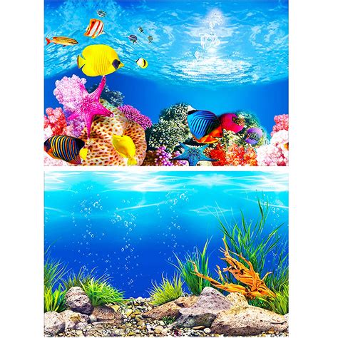 Buy Lainrrew Aquarium Background, 12 x 21Inch Double Sided Fish Tank ...