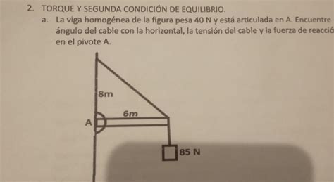 TORQUE Y SEGUNDA CONDICIÓN DE EQUILIBRIO a La viga homogénea de la