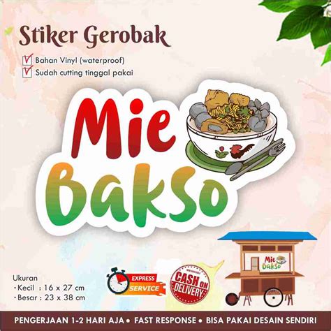 Jual Stiker Kaca Gerobak Vinyl Mie Bakso Label Makanan Shopee Indonesia