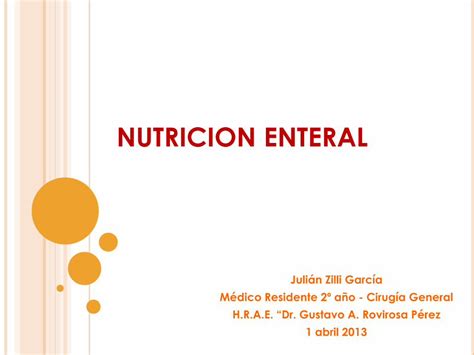 PDF Nutrición enteral en el paciente quirúrgico PDFSLIDE TIPS