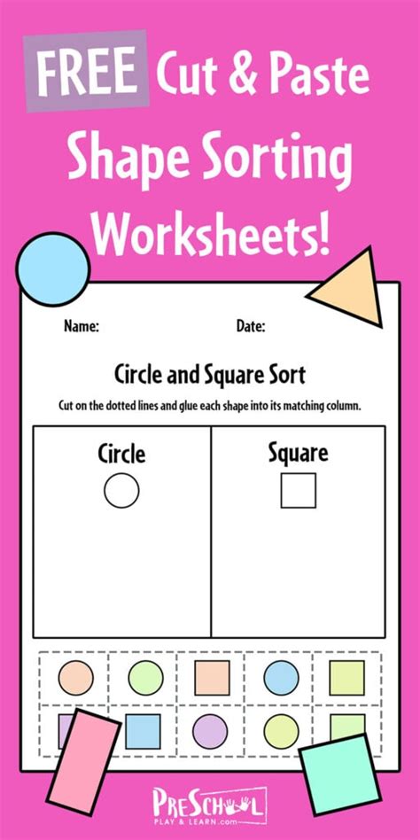 Free Cut And Paste Shape Sorting Worksheets For Preschool