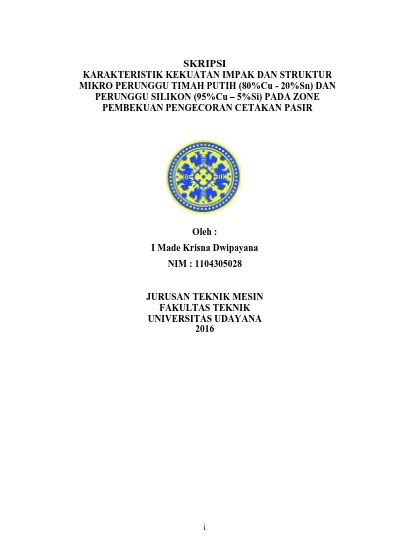 Skripsi Karakteristik Kekuatan Impak Dan Struktur Mikro Perunggu Timah