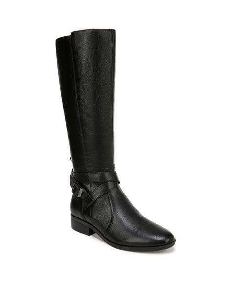 Naturalizer Rena Wide Calf Knee High Block Heel Riding Boots In Black