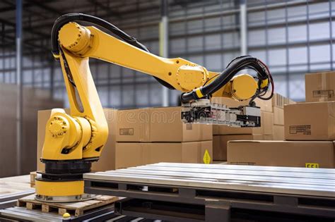 High Tech Material Handling And Palletizing Robot Performing Precise