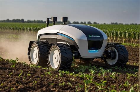 Robot agrícola autónomo en el campo Foto Premium