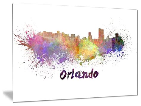 Orlando Skyline Cityscape Glossy Metal Wall Art 28x12