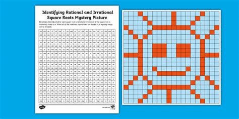 Eighth Grade Identifying Rational And Irrational Square Roots Mystery Picture