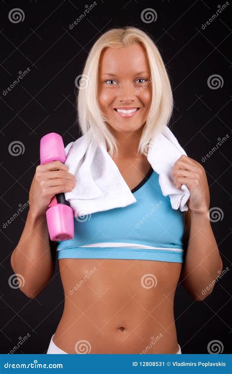 Smiling Blonde After Training Stock Image Image Of Front Healthy 12808531