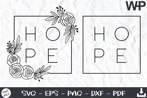 Drawing Illustration Hope Square Svg Hope Cricut File Hope Svg