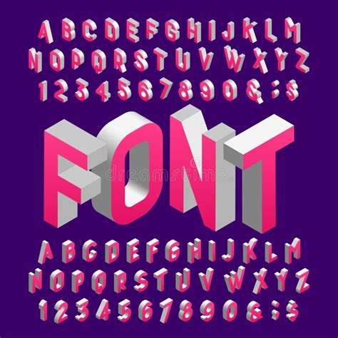 Isometric Alphabet Font Three Dimensional Effect Letters And Numbers