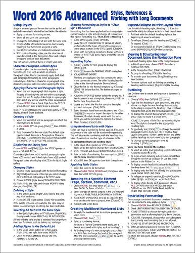 Microsoft Word Advanced Quick Reference Guide Windows Version