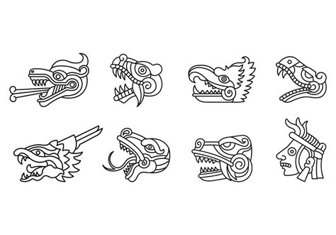 Set Of Quetzalcoatl Symbol Vector - Download Free Vector Art, Stock ...