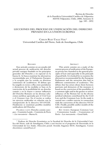 LECCIONES DEL PROCESO DE UNIFICACION DEL DERECHO