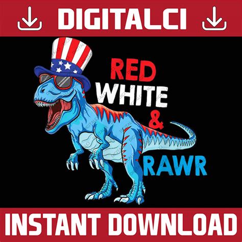 Red White And Rawr T Rex USA Patriotic 4th Of July Dinosaur Inspire