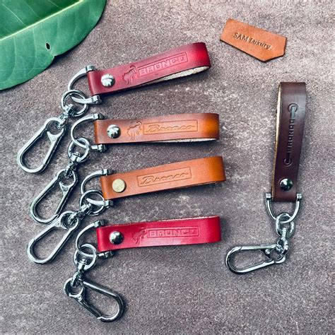 Bronco Keychain Logo Emblem Leather Bronco Keychains Lanyard Etsy