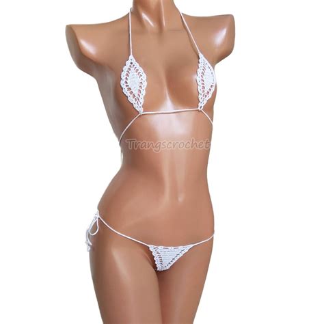 Crochet Extreme Micro G String Bikini Thong Bikini Set Sexy Teardrop