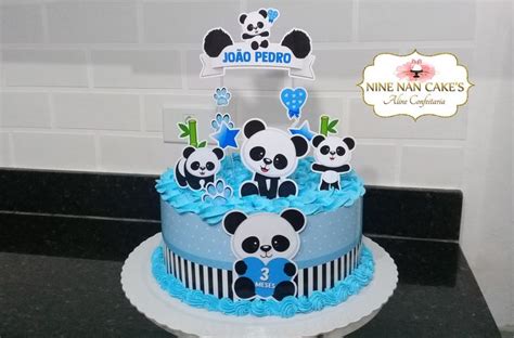 Bolo Panda Azul Bolo panda Bolo de urso panda Festa de aniversário