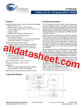 CY15B104Q Datasheet PDF Cypress Semiconductor